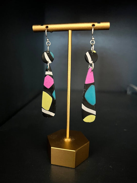 90s clay elongated teardrop earrings - Saints Place Designs