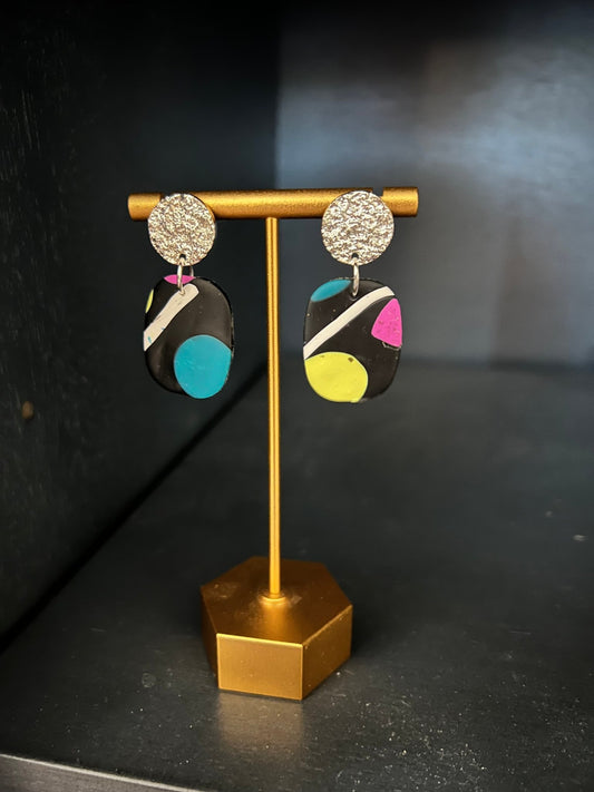 90s inspired clay and silver stud earrings - Saints Place Designs