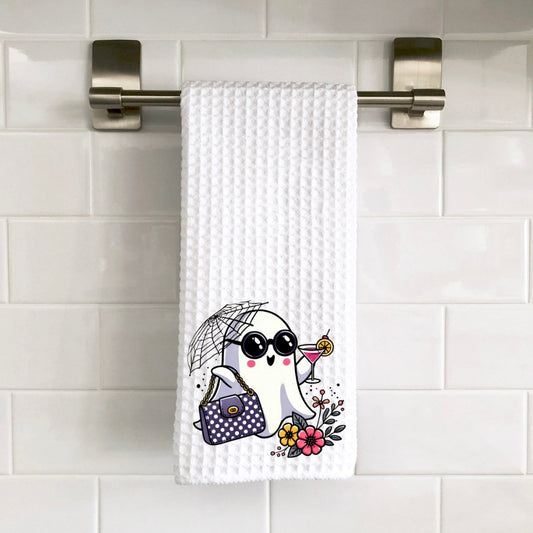 Ghostie with a martini decorative towel - Saints Place Designs