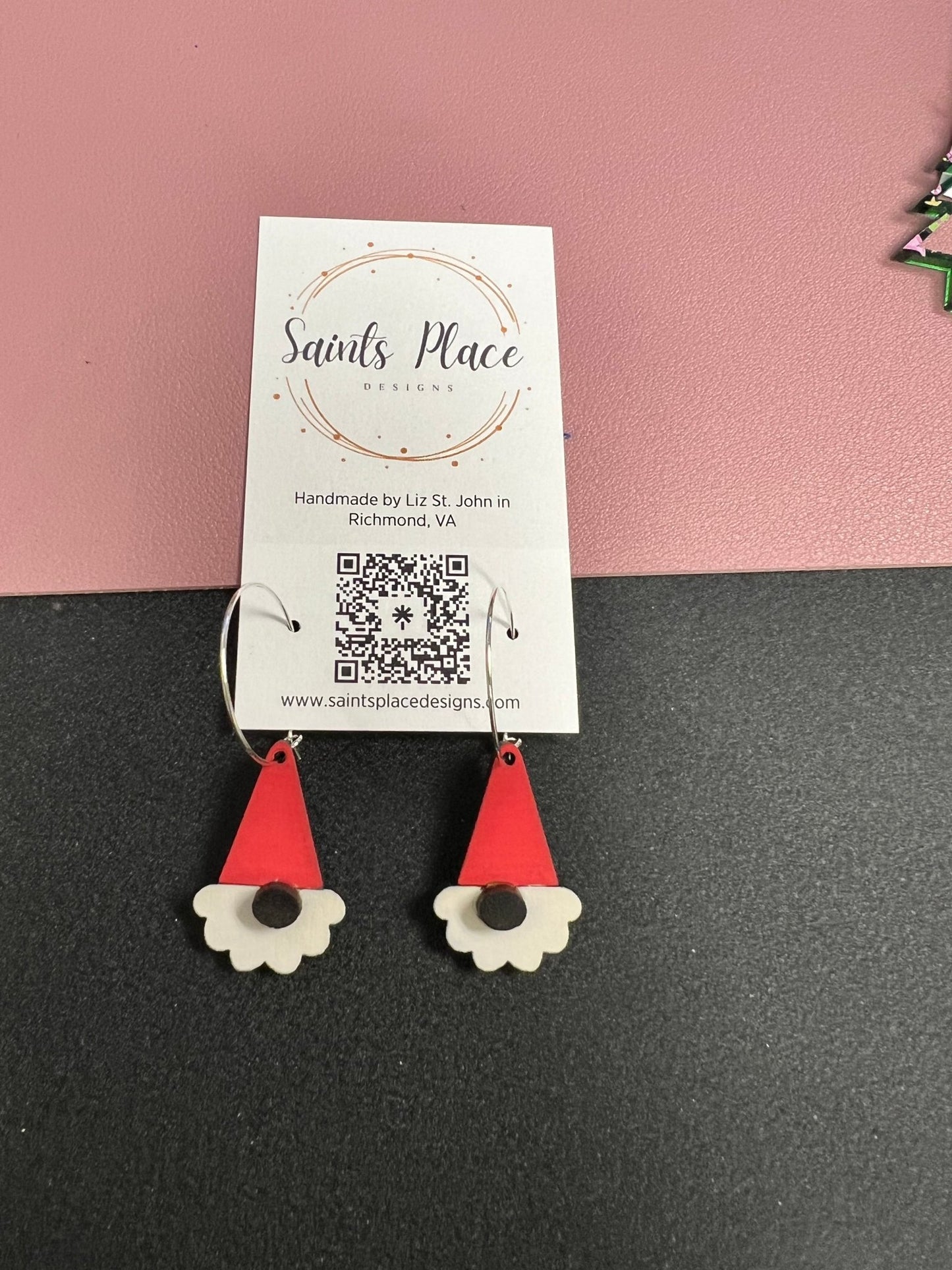 Gnome Earrings on a Silver Hoop - Saints Place Designs