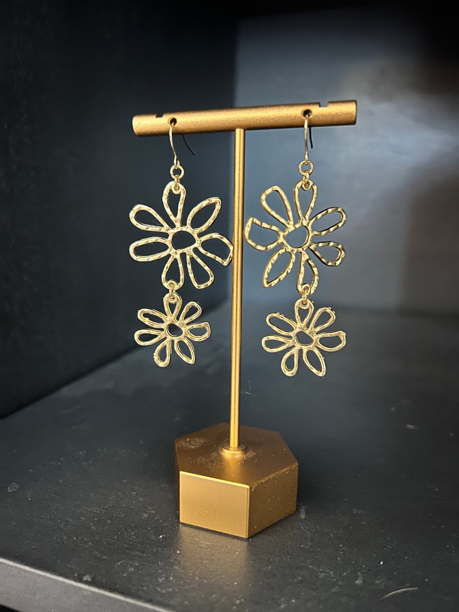 Gold flower stack earrings - Saints Place Designs
