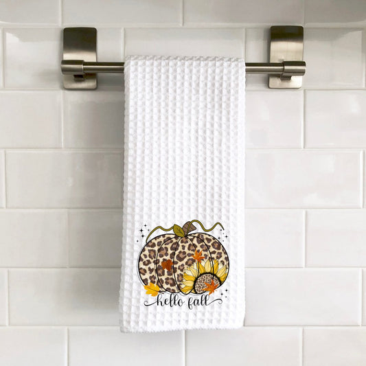 Hello Fall Pumpkin Hand Towel - Saints Place Designs