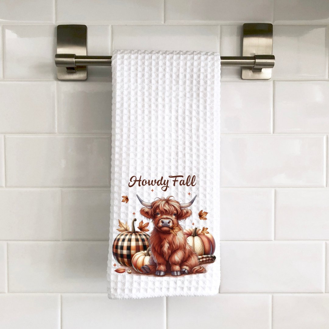 Howdy Fall Highland Cow Decorative Towel - Saints Place Designs