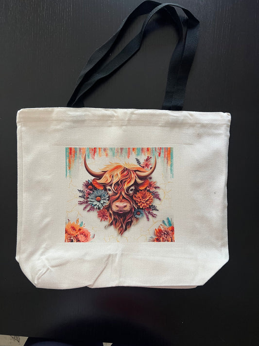 3D Highland Cow Tote Bag