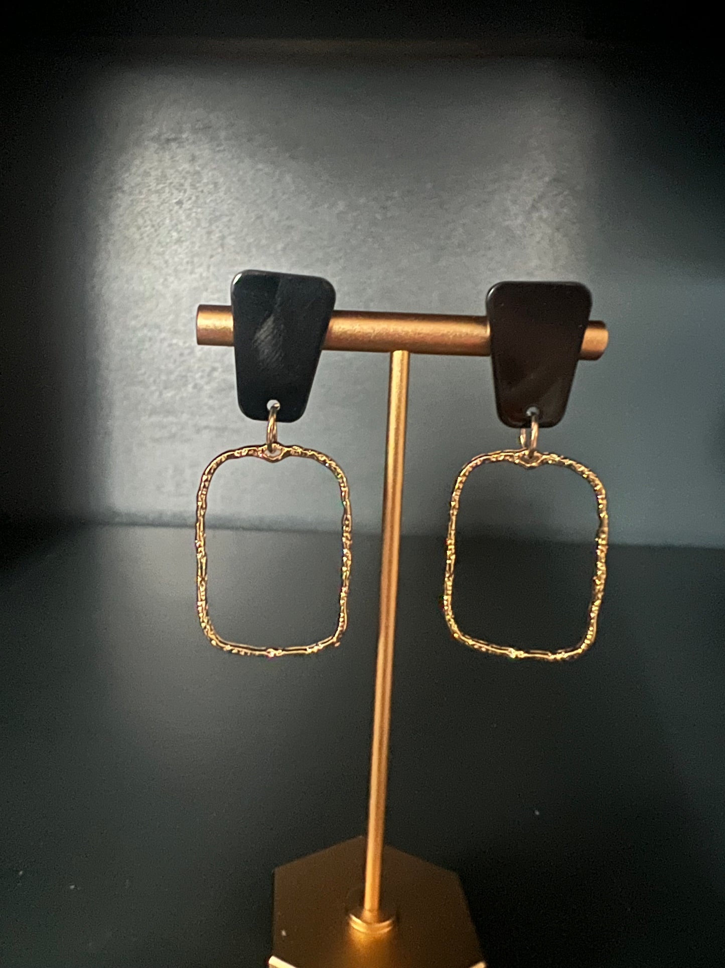 Black and Gold Dangle Earrings