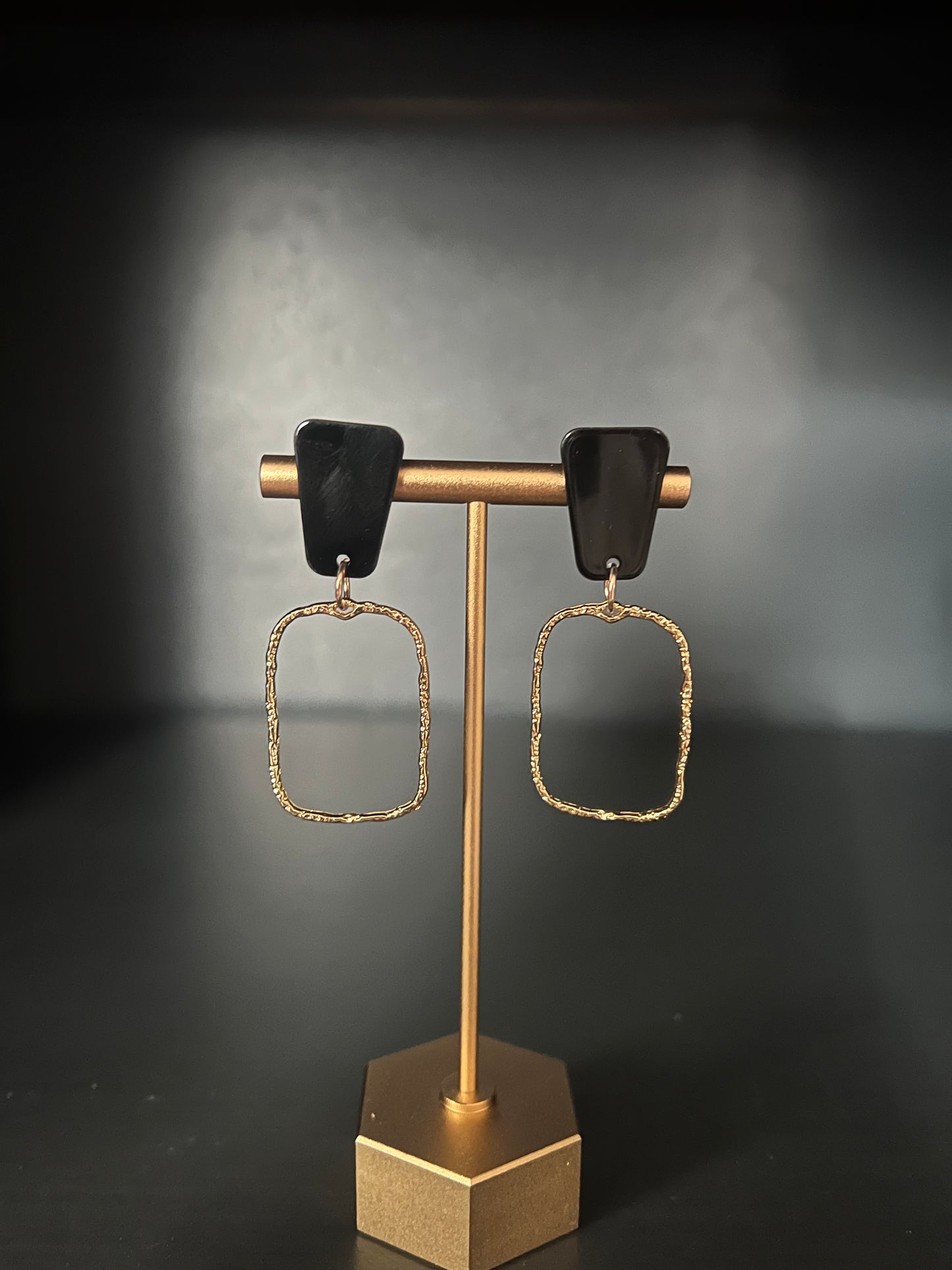 Black and Gold Dangle Earrings