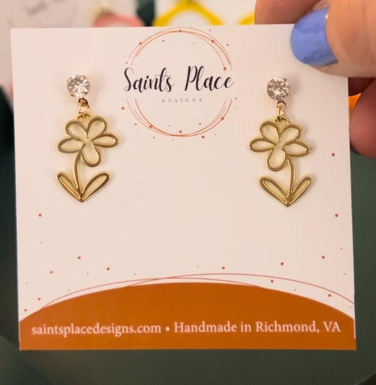 Mini gold flower earrings - Saints Place Designs