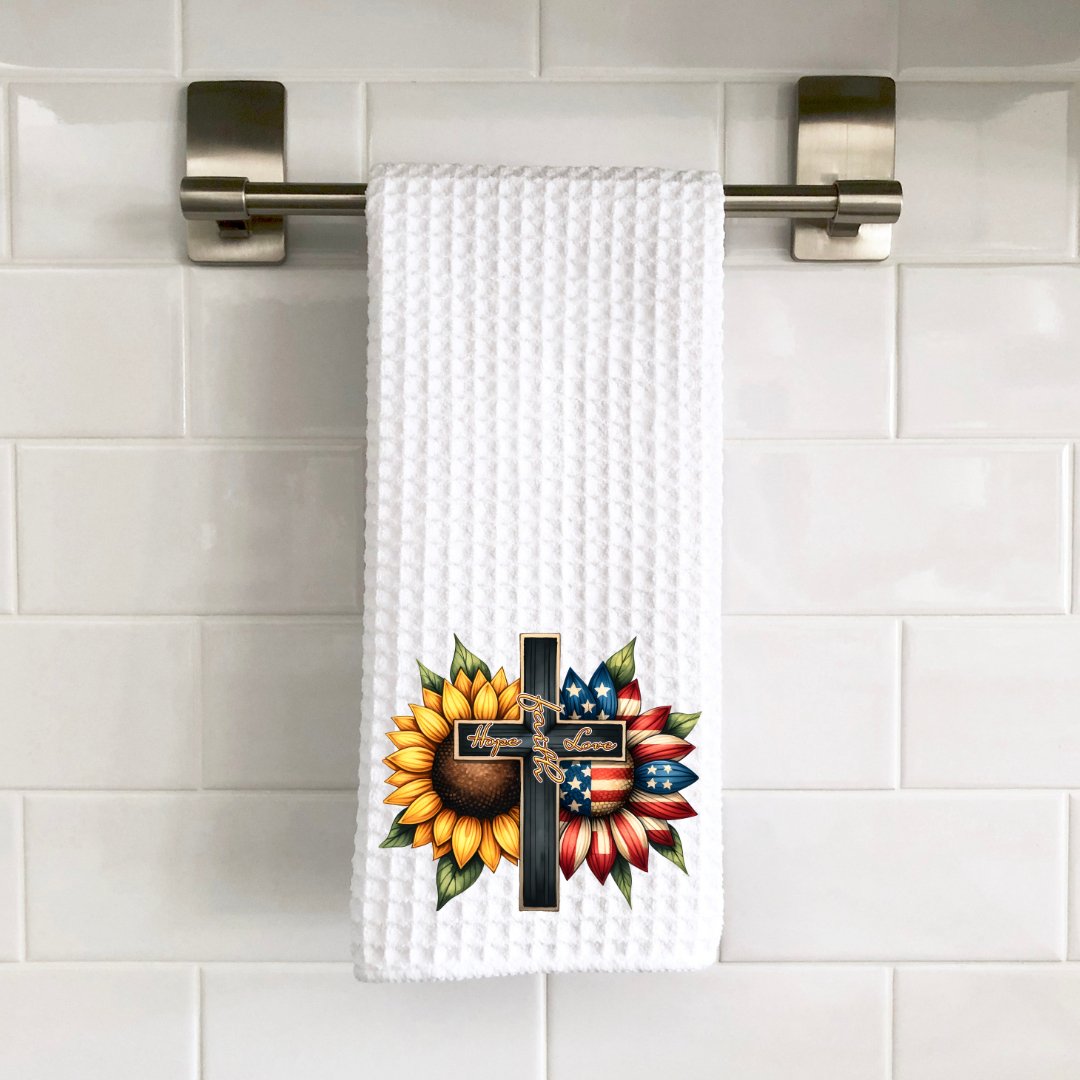 Sunflower Cross Decorative Towel - Saints Place Designs