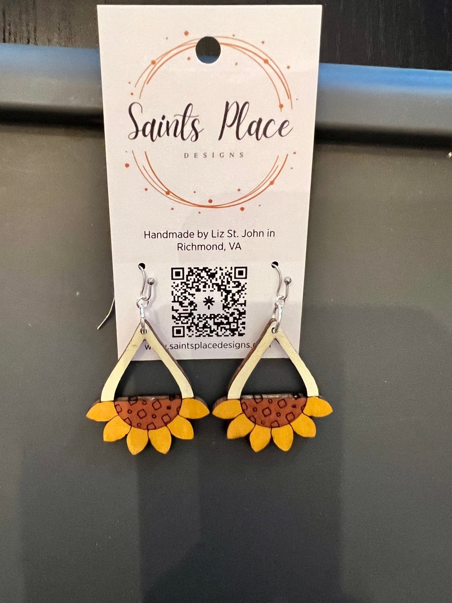 Sunflower Teardrop Earrings - Saints Place Designs