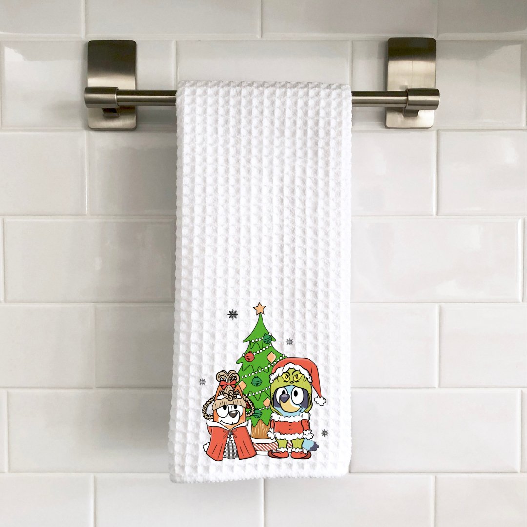 Blue & Grinch Christmas Towel - Saints Place Designs