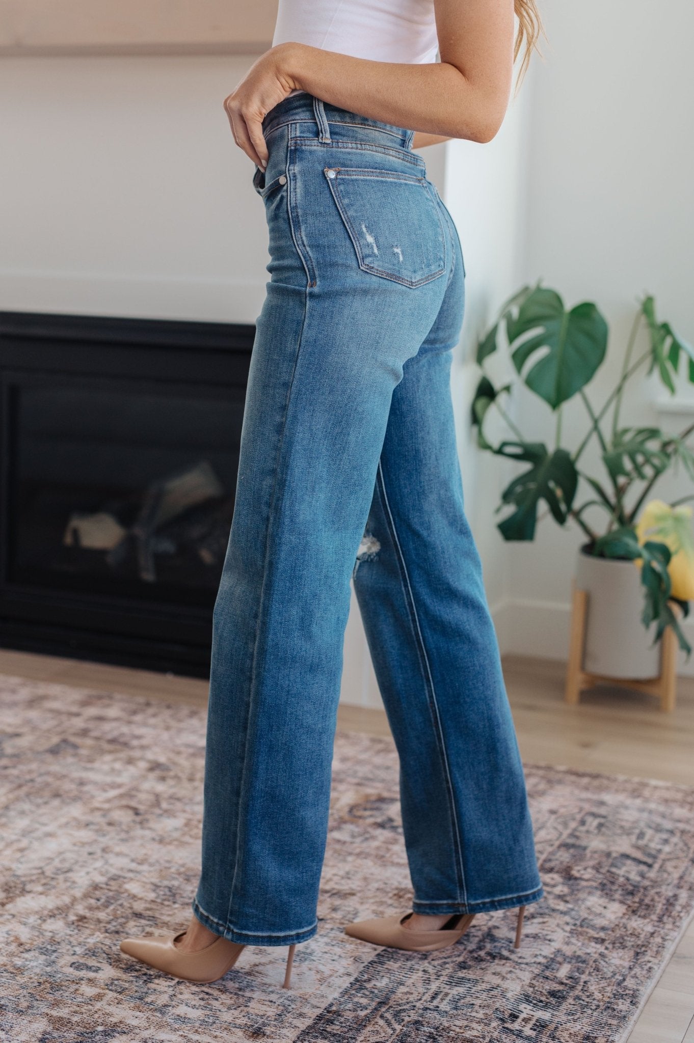 Carrie High Rise Control Top 90's Straight Jeans - Saints Place Designs