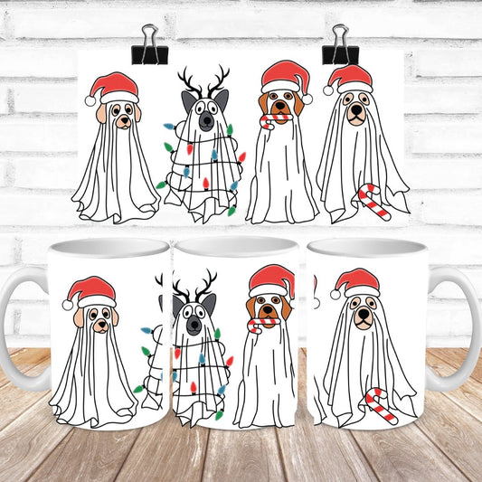 Christmas Ghost Dogs Ceramic Mug - Saints Place Designs