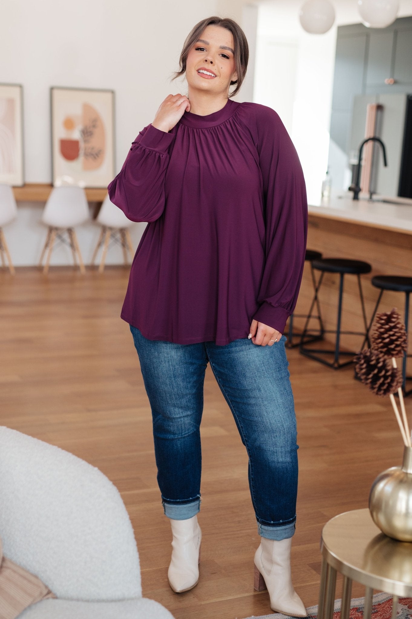 Closing Time Mock Neck Blouse - Saints Place Designs