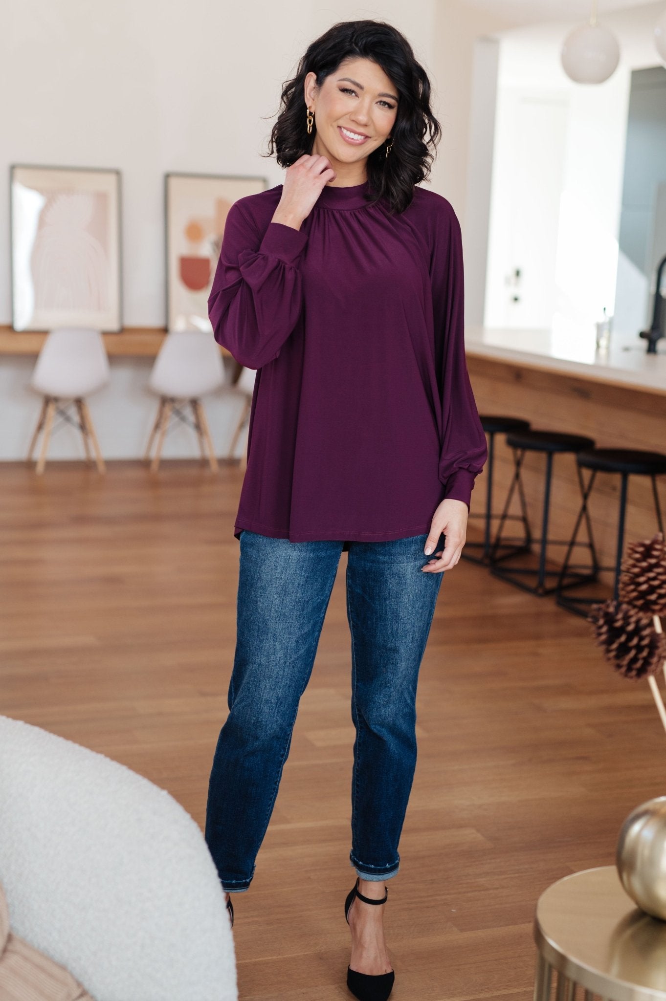 Closing Time Mock Neck Blouse - Saints Place Designs