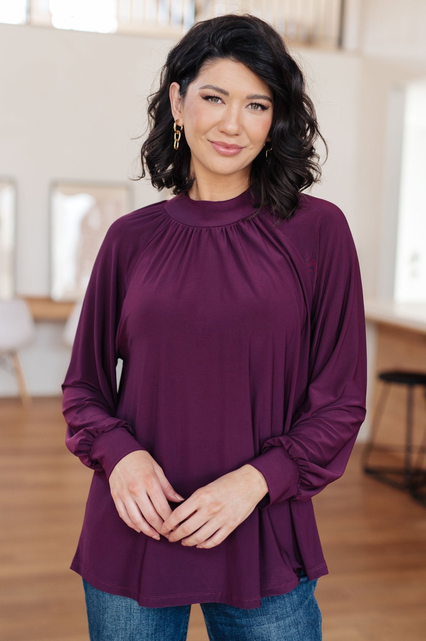 Closing Time Mock Neck Blouse - Saints Place Designs