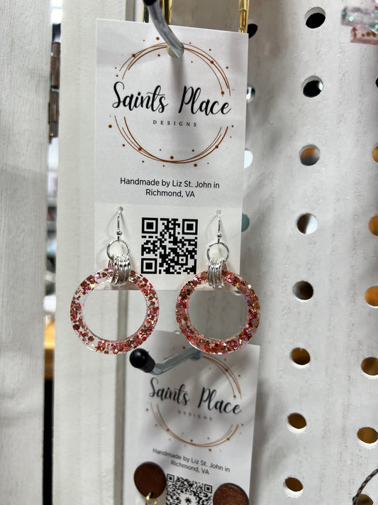 Glitter resin hoop earrings - Saints Place Designs