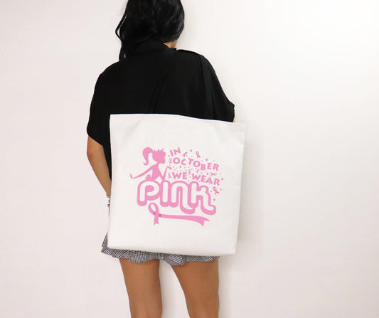 In Oct we wear Pink large tote bag - Saints Place Designs