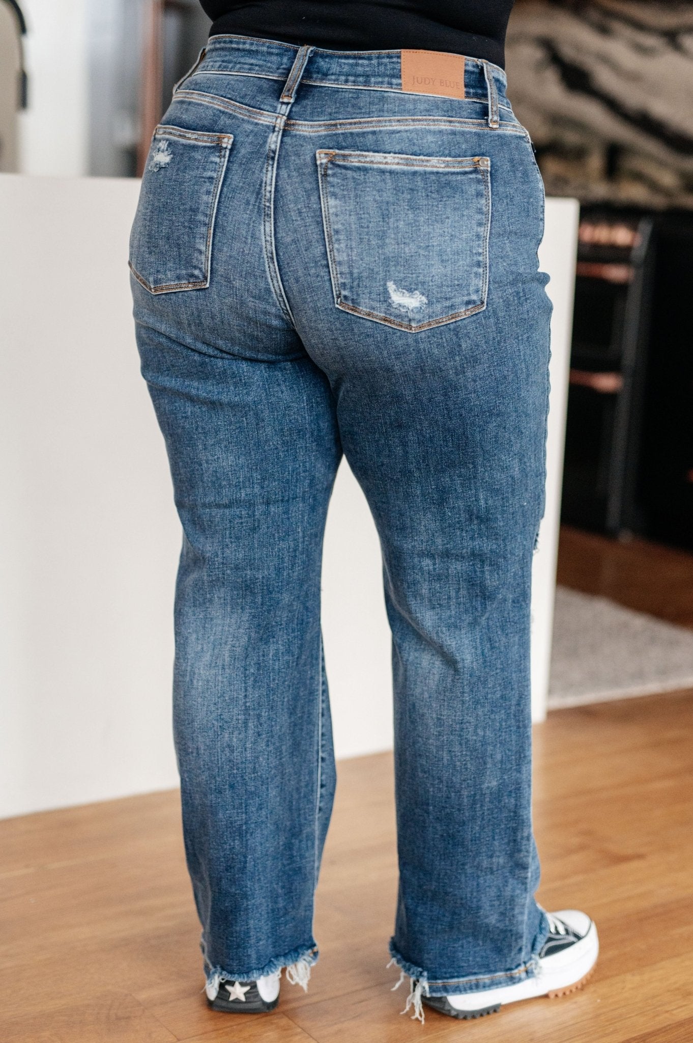 Rose High Rise 90's Straight Jeans in Dark Wash - Saints Place Designs