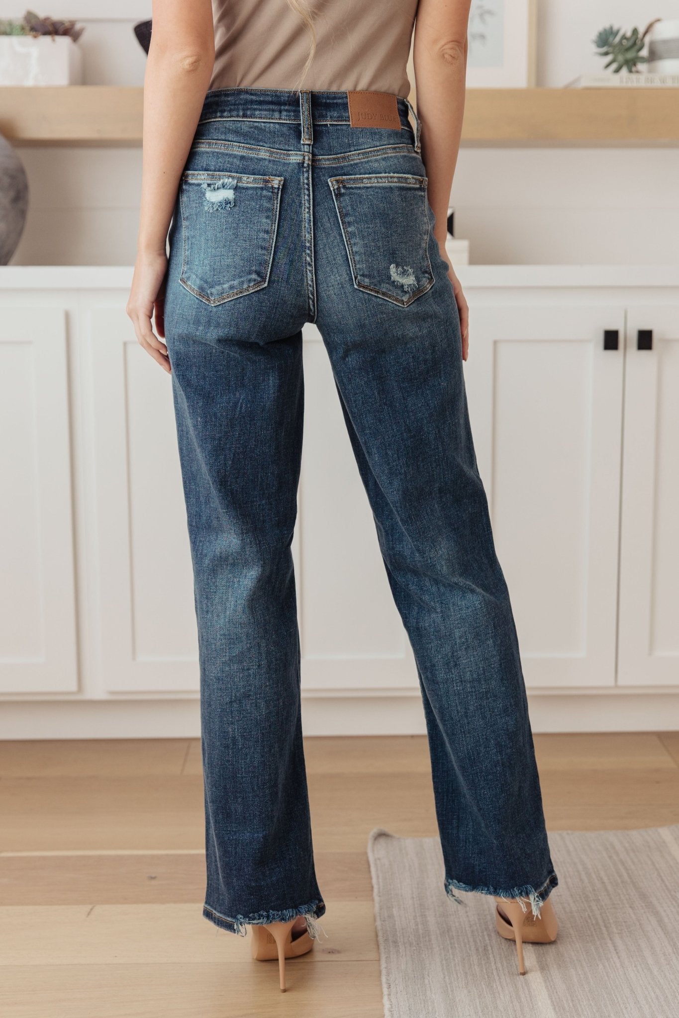 Rose High Rise 90's Straight Jeans in Dark Wash - Saints Place Designs