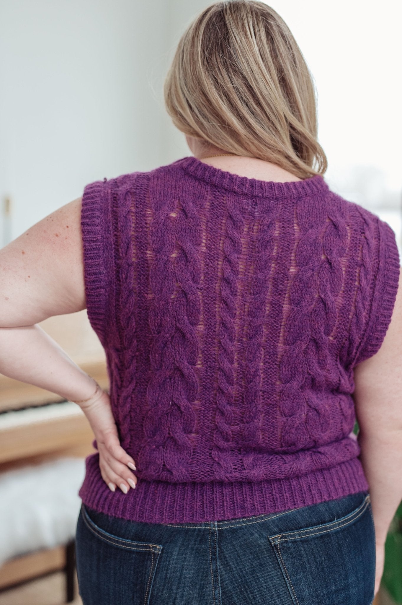 What's On Your Mind Cable Knit Vest - Saints Place Designs