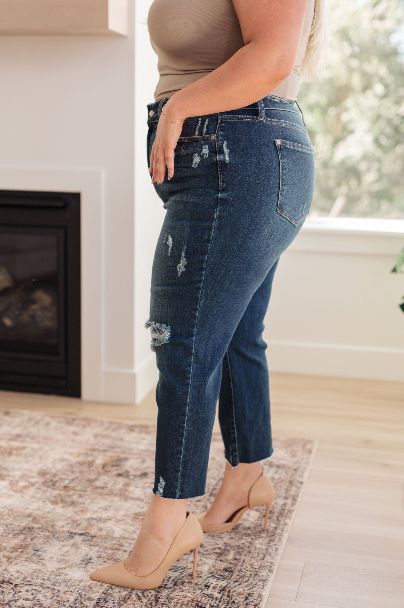Whitney High Rise Distressed Wide Leg Crop Jeans - Saints Place Designs